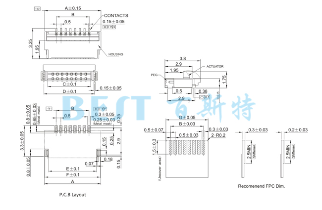 FPC连接器0512-NRL-NS参考图纸